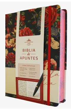 Biblia de Apuntes Rvr 1960 Tapa Dura, Azul Oscuro Con Flores (Edición Cantos Pintados) / Spanish Journaling Bible Rvr 1960 Hardcover Dark Blue with Fl -