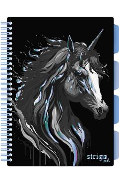 Caiet matematica cu spirala si separatoare: Unicorn