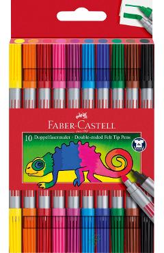 Set carioci 10 culori cu 2 capete. Faber-Castell