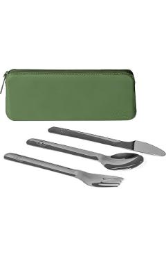 Set tacamuri otel inoxidabil. Green Pouch
