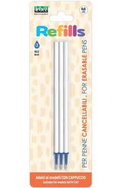 Set 3 rezerve pix cu stergere cu capac. Albastru