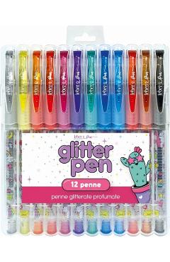 Set 12 pixuri cu sclipici parfumat: Girly