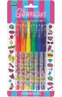 Set 6 pixuri cu sclipici parfumat: Glamour