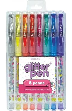 Set 8 pixuri cu sclipici parfumat: Girly