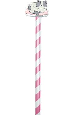 Creion grafic roz inchis cu radiera pisica