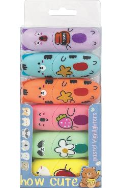 Set 6 marker evidentiator culori pastel: How Cute