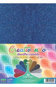 Carton colorat glitter asortat 10 coli A4