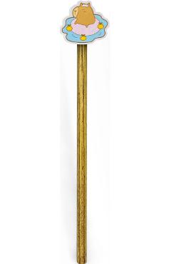 Creion grafic cu radiera. Capibara cu 3 portocale