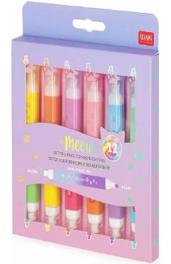 Set 6 evidentiatoare Dual-Tip. Meow