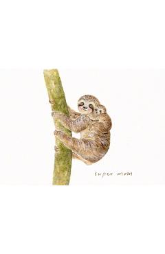 Felicitare: Super Mom. Sloth. Mai Colorat