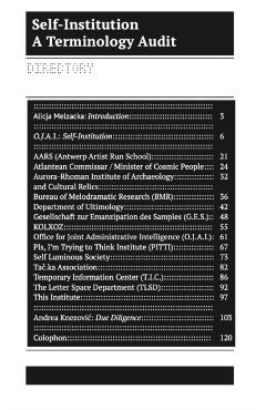 Self-Institution: Terminology Audit - Chris Dreier