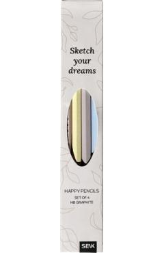 Set 4 creioane HB. Happy Pencils