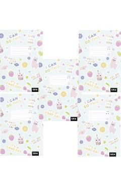 Set 5 caiete muzica cu portativ 12 file. Stickere