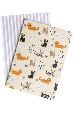 Set 2 caiete liniatura punctata: Kitties and Happiness