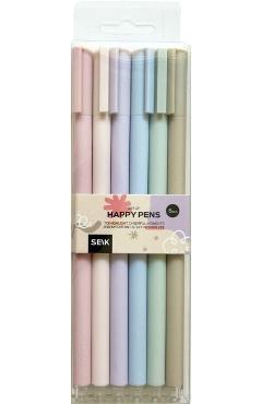 Set 6 pixuri culori pastel. Happy Pens