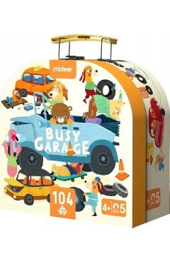 Puzzle in valiza. Busy Garage. 104 piese