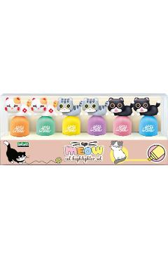 Set 6 markere evidentiatoare. Mini Meow
