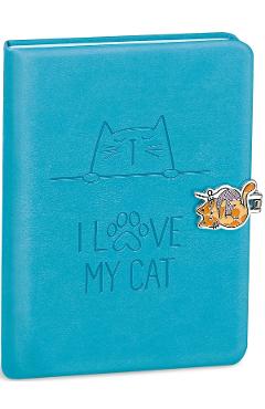 Jurnal cu inchidere magnetica. I love my cat. Albastru