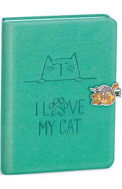 Jurnal cu inchidere magnetica. I love my cat. Verde