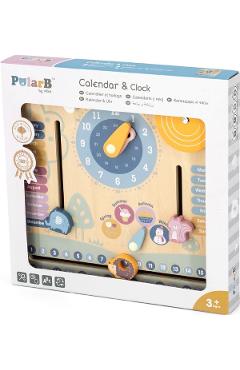 Calendar cu ceas din lemn