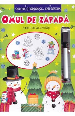 Omul de zapada. Scriem, stergem si iar scriem. Carte de activitati