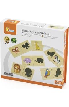 Set puzzle lemn: Potriveste umbra