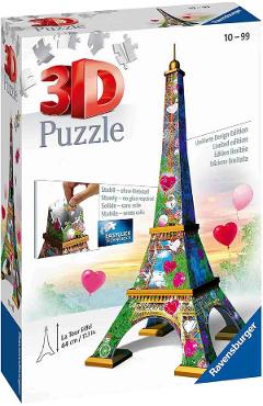 Puzzle 3D: Turnul Eiffel cu inimioare