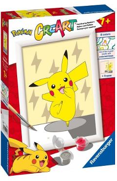 Pictura pe numere pentru copii. Pikachu