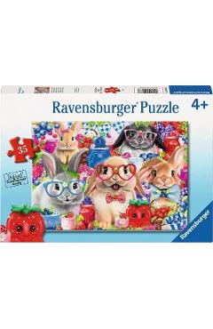 Puzzle 35 piese: Iepurasi si fructe de padure