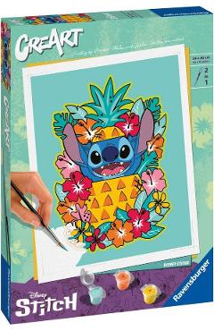 Pictura pe numere. Floral Disney Stitch