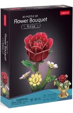 Puzzle 3D: Buchet de flori. Trandafir