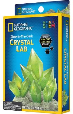 Mini laborator de crestere a cristalelor Verzi fosforescente. Kit educativ STEM