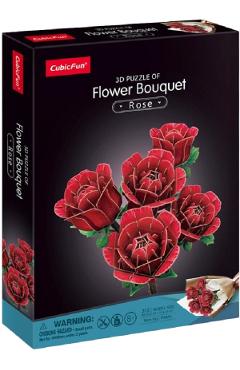 Puzzle 3D: Buchet de flori. Trandafiri