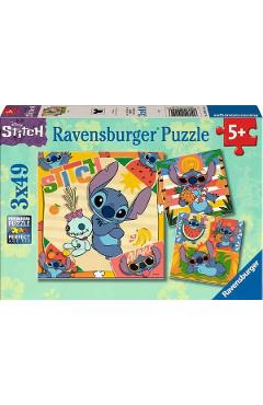 Puzzle 3x49 piese. Disney. Stitch