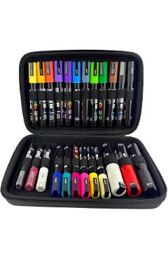 Uniball Posca. Mapa PVC dur echipata cu 24 markere