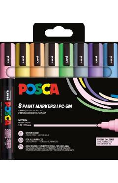 Set 8 markere Pastel 2 Uni PC-5M