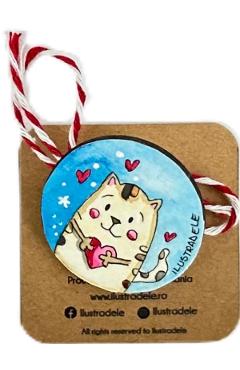 Brosa martisor pictata: Pisi bleu