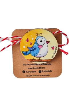 Brosa martisor pictata: Cip cirip solar