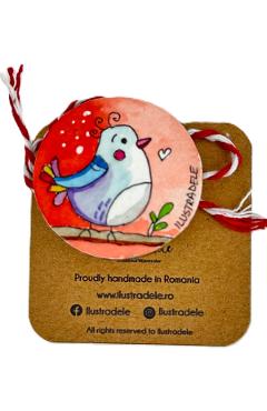 Brosa martisor pictata: Cip cirip rouge