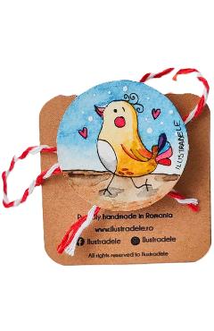 Brosa martisor pictata: Cip cirip bleu