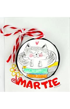 Brosa martisor mare: Pisi si carti