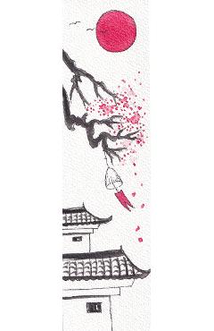 Semn de carte pictat manual: Japonia