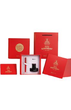 Set Happy Birthday: Stilou rosu + calimara cerneala