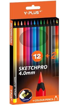Set 12 + 2 creioane colorate. Sketchpro