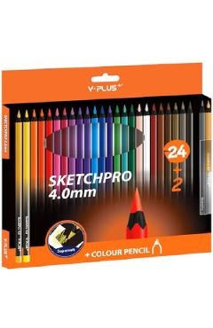 Set 24 + 2 creioane colorate. Sketchpro