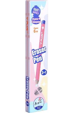 Set 3 radiere tip creion roz + ascutitoare