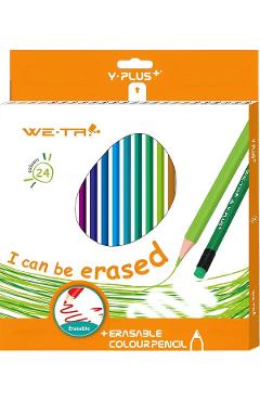 Set creioane colorate cu radiera 24 culori