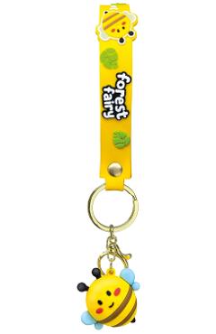 Breloc: I Love Spring cu charm si snur din silicon. Albina