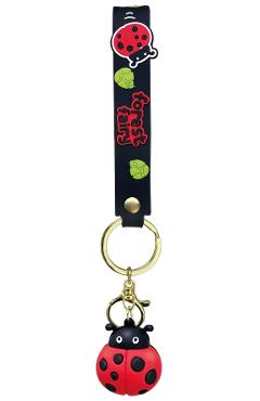 Breloc: I Love Spring cu charm si snur din silicon. Buburuză