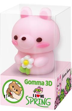 Radiera Flowers Lovers 3D. Ursulet roz